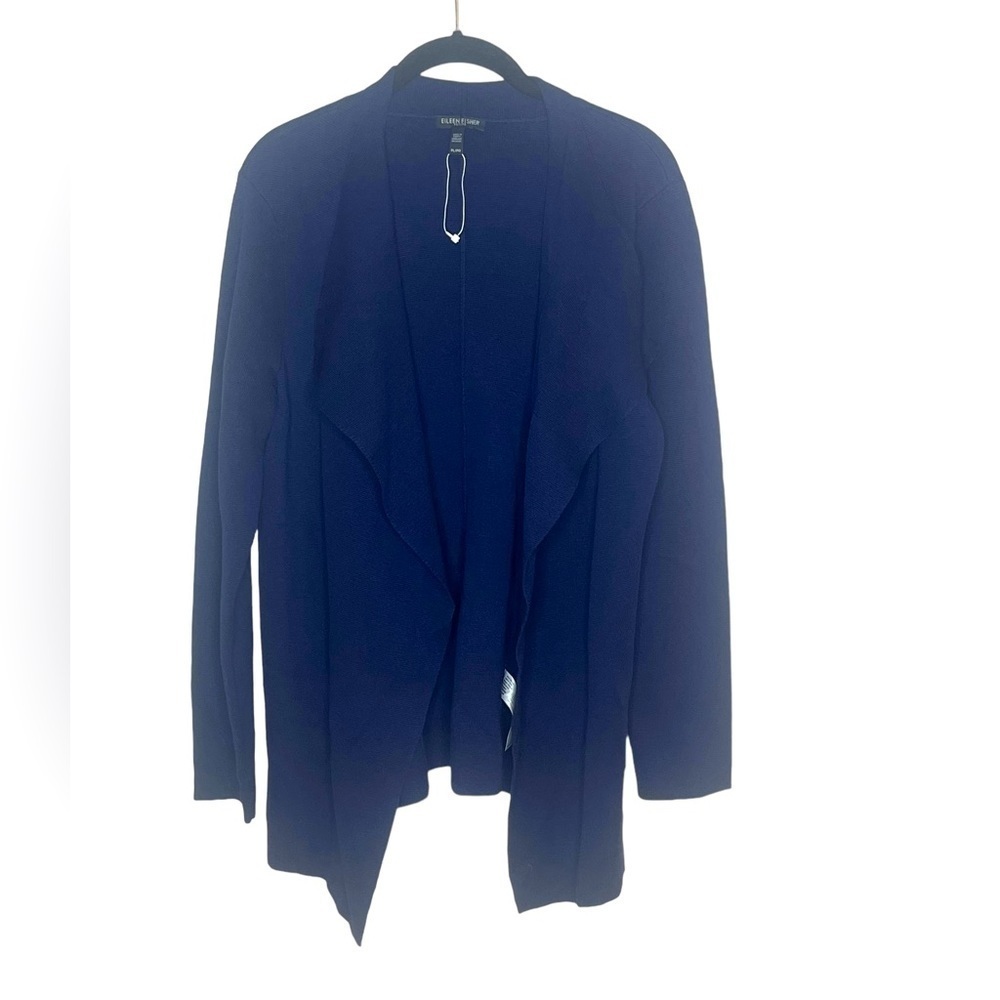 EILEEN‎ FISHER Navy Petite Shawl Collar Sweater